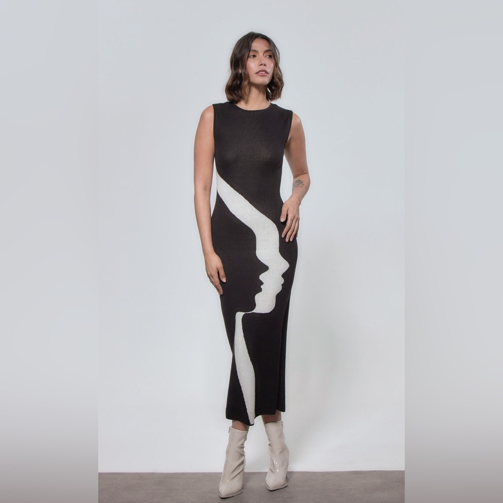 NWT Another Girl BLACK & WHITE KNIT MAXI DRESS